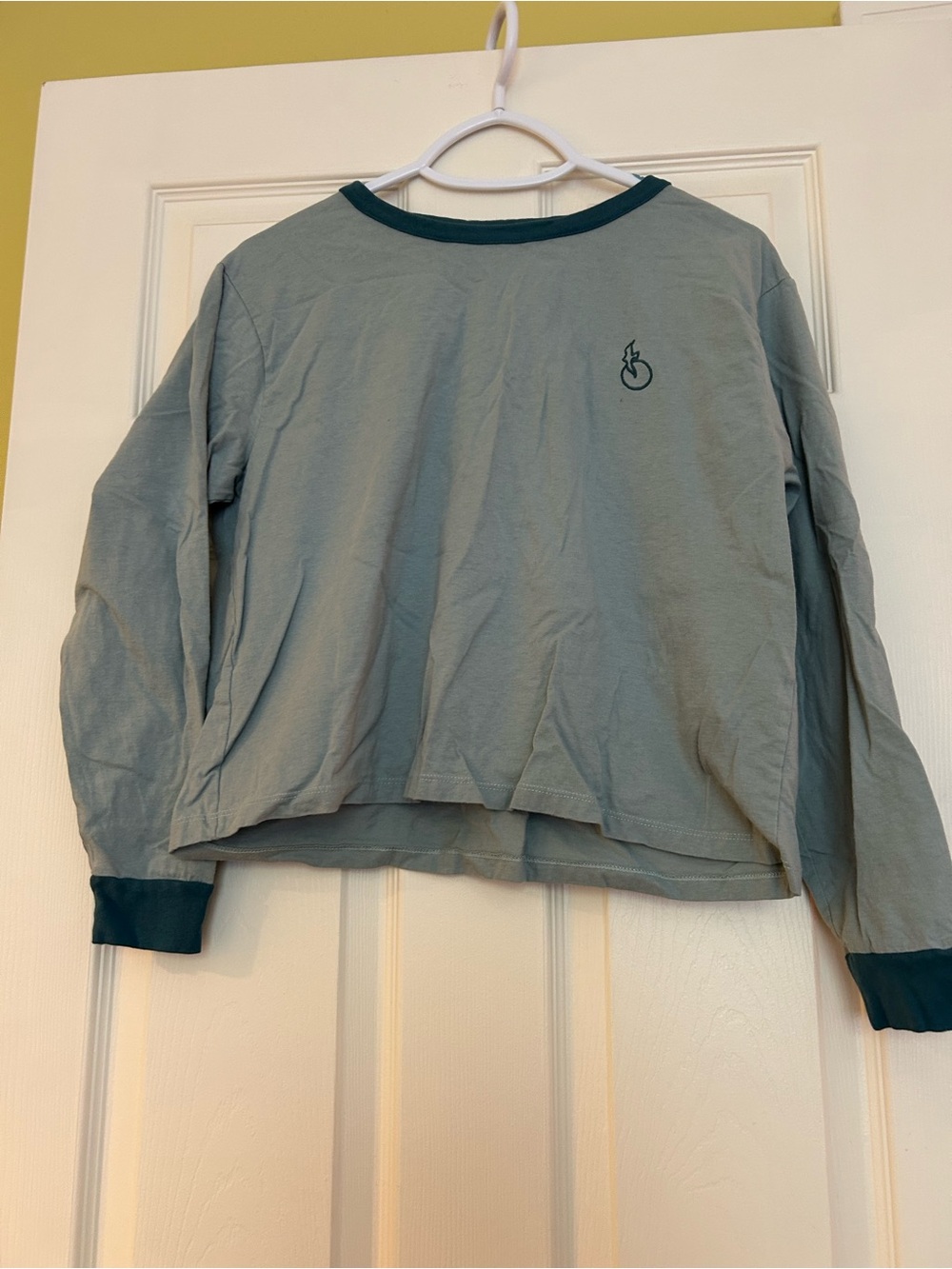 Patagonia Sage Ringer Long Sleeve Tee with Teal Trim